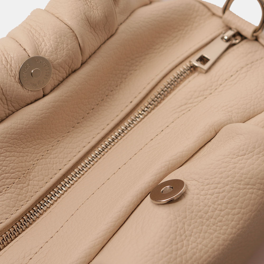 Borsa a Mano con Tracolla VIAVERDI in Pelle Beige Made in Italy linea Barga