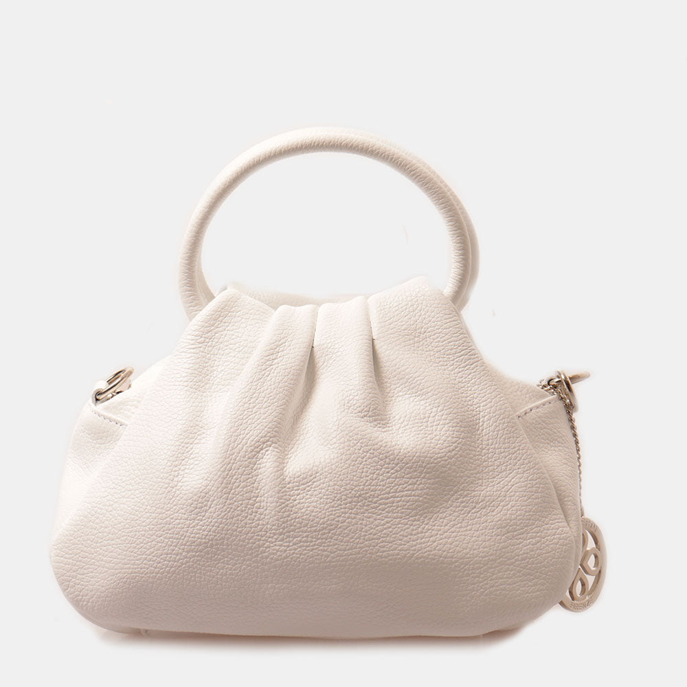 Borsa a Mano con Tracolla VIAVERDI in Pelle Bianca Made in Italy linea Barga