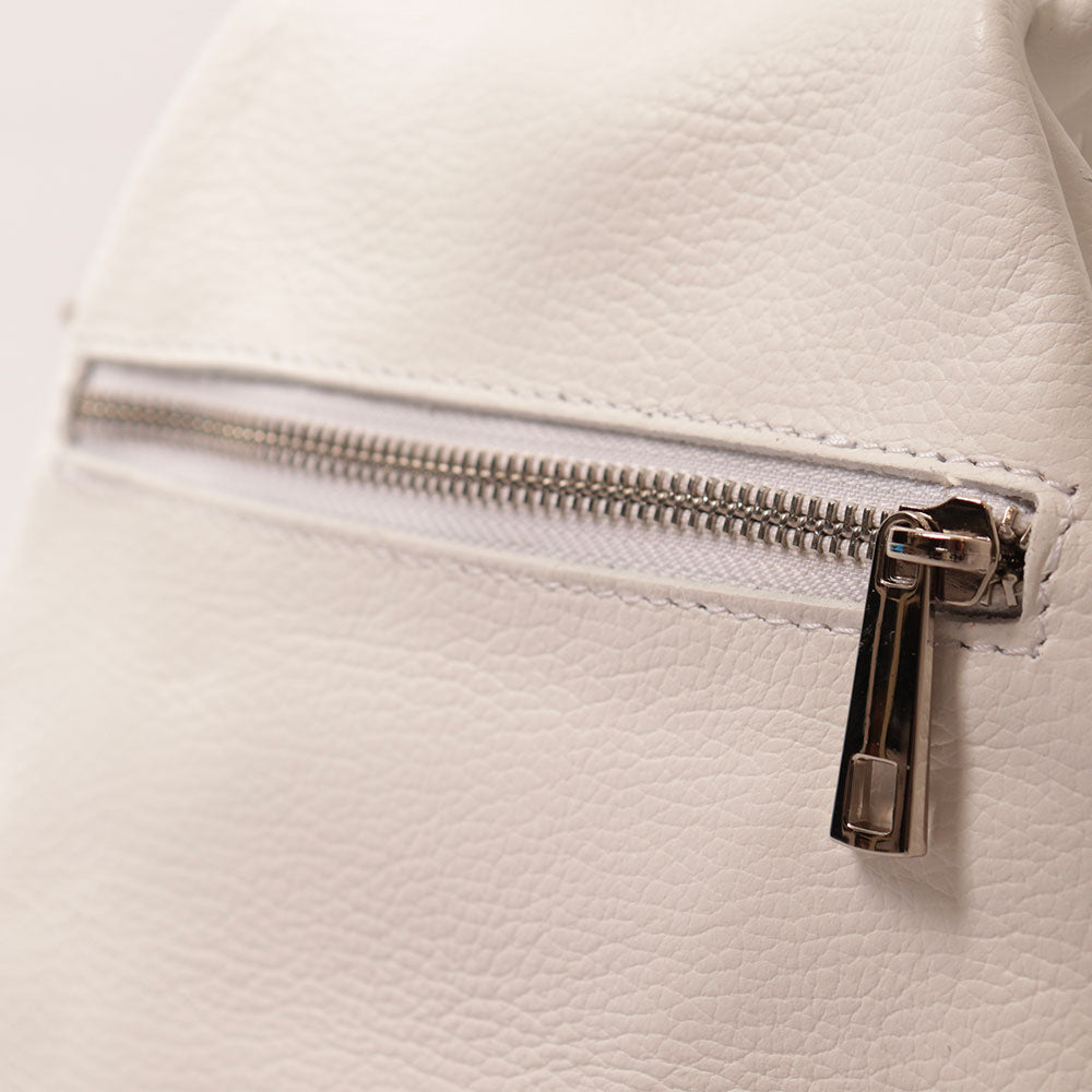 Borsa a Mano con Tracolla VIAVERDI in Pelle Bianca Made in Italy linea Barga