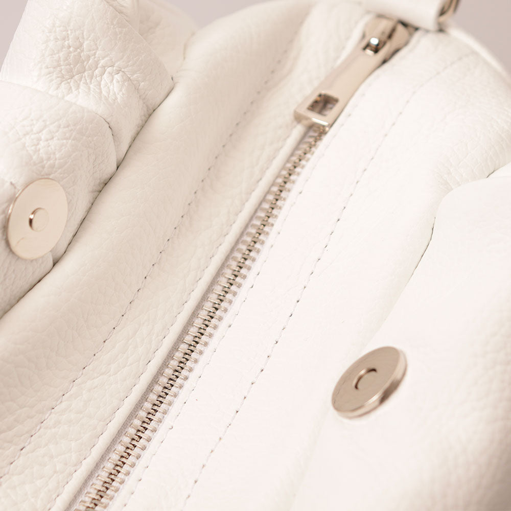 Borsa a Mano con Tracolla VIAVERDI in Pelle Bianca Made in Italy linea Barga