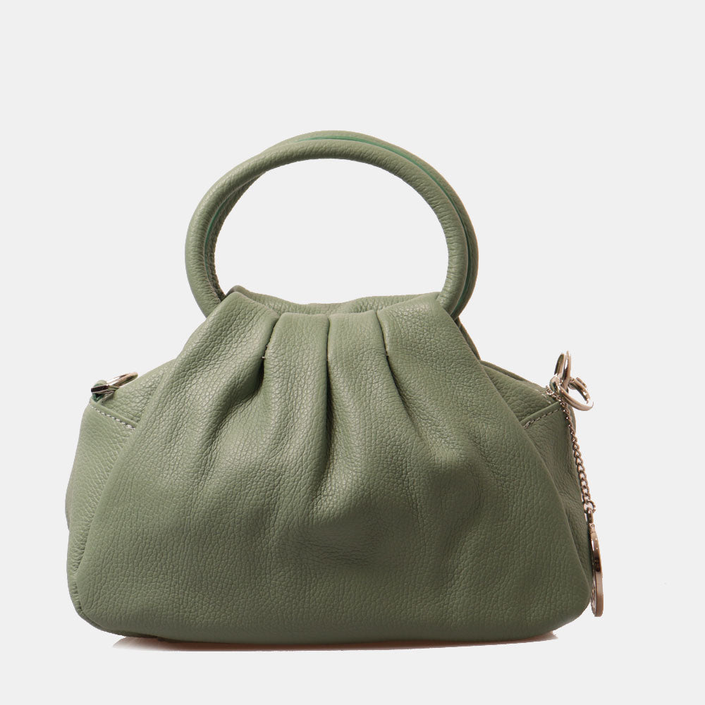 Borsa a Mano con Tracolla VIAVERDI in Pelle Verde Menta Made in Italy linea Barga