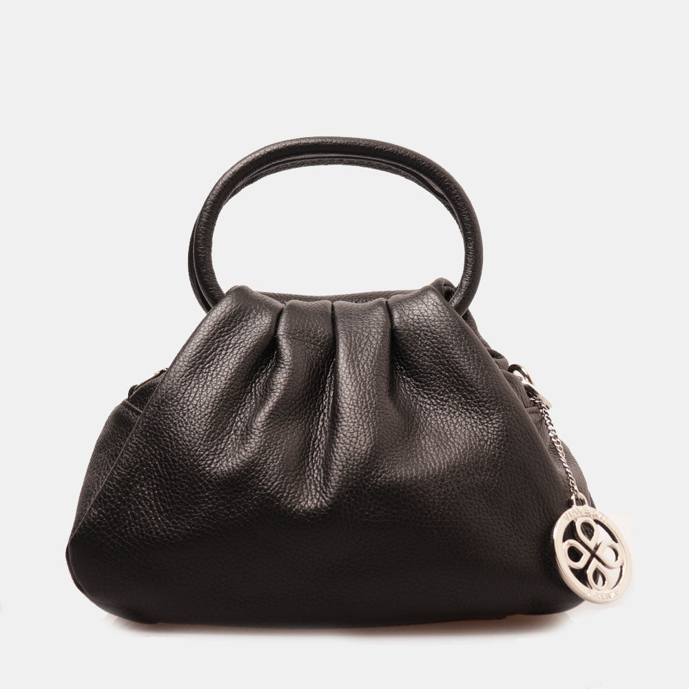 Borsa a Mano con Tracolla VIAVERDI in Pelle Nera Made in Italy linea Barga