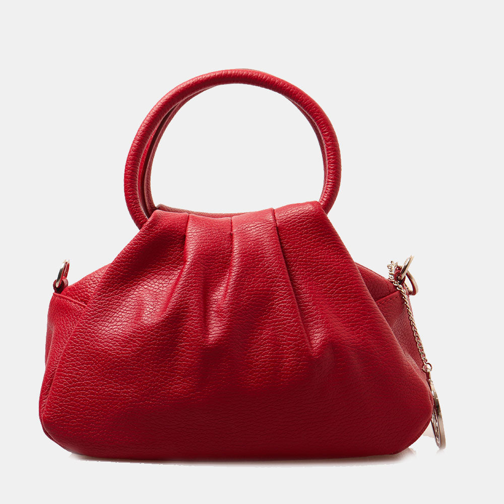 Borsa a Mano con Tracolla VIAVERDI in Pelle Rossa Made in Italy linea Barga