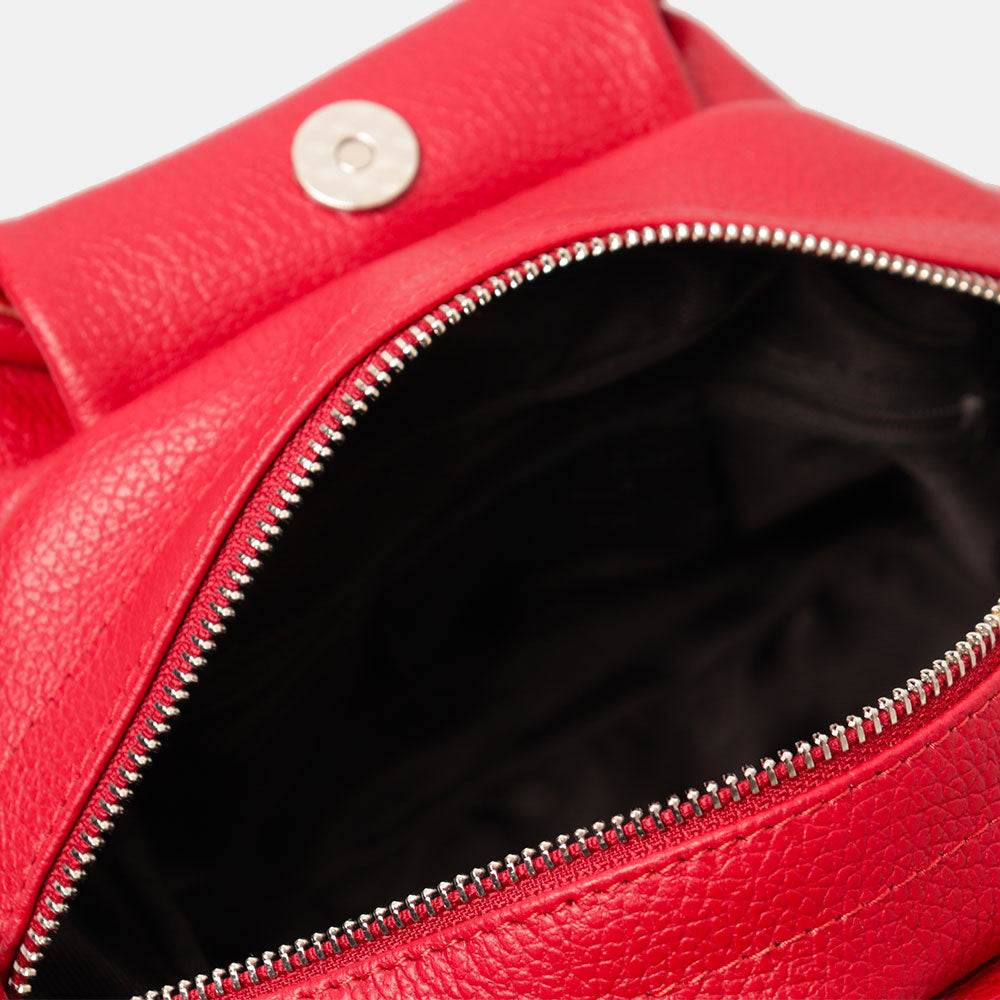 Borsa a Mano con Tracolla VIAVERDI in Pelle Rossa Made in Italy linea Barga