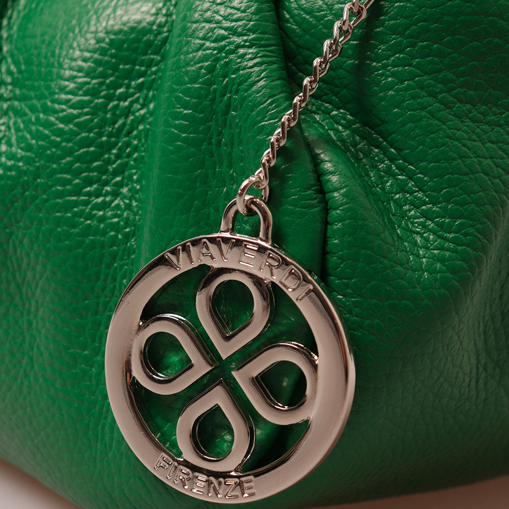 Borsa a Mano con Tracolla VIAVERDI in Pelle Verde Made in Italy linea Barga