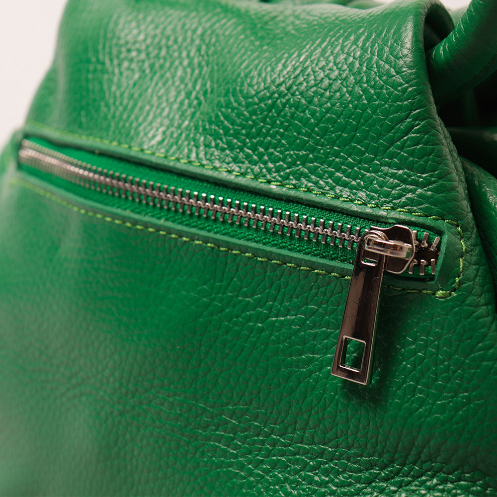 Borsa a Mano con Tracolla VIAVERDI in Pelle Verde Made in Italy linea Barga