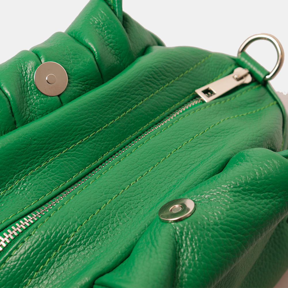 Borsa a Mano con Tracolla VIAVERDI in Pelle Verde Made in Italy linea Barga