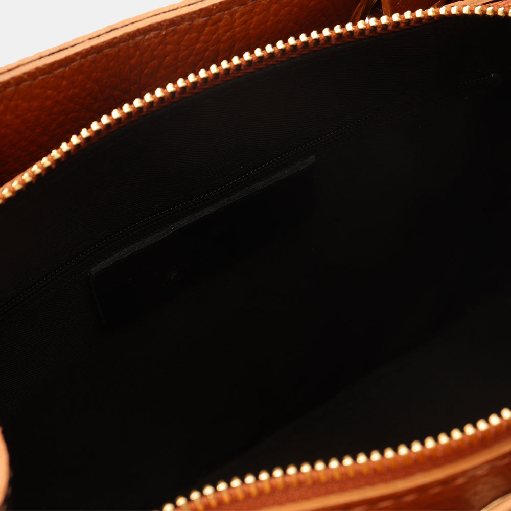 Borsa a Mano VIAVERDI in Pelle color Cuoio Made in Italy