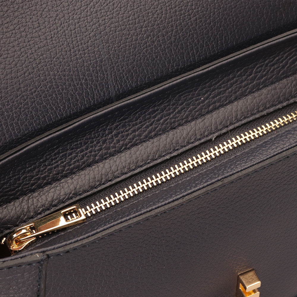 Borsa a Spalla con Tracolla VIAVERDI in Pelle Blu Made in Italy linea Montalcino