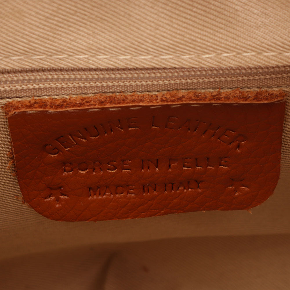 Borsa a Spalla con Tracolla VIAVERDI in Pelle Color Cuoio Made in Italy linea Montalcino