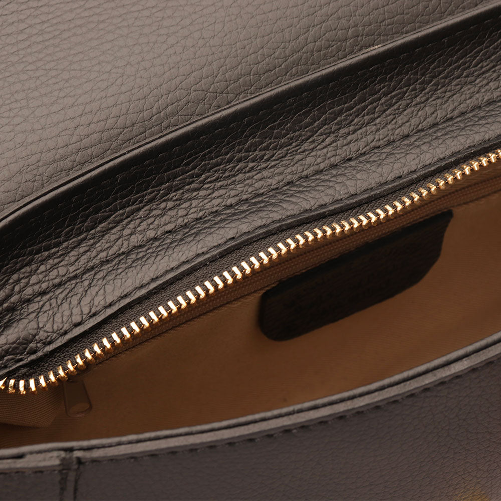 Borsa a Spalla con Tracolla VIAVERDI in Pelle Nera Made in Italy linea Montalcino