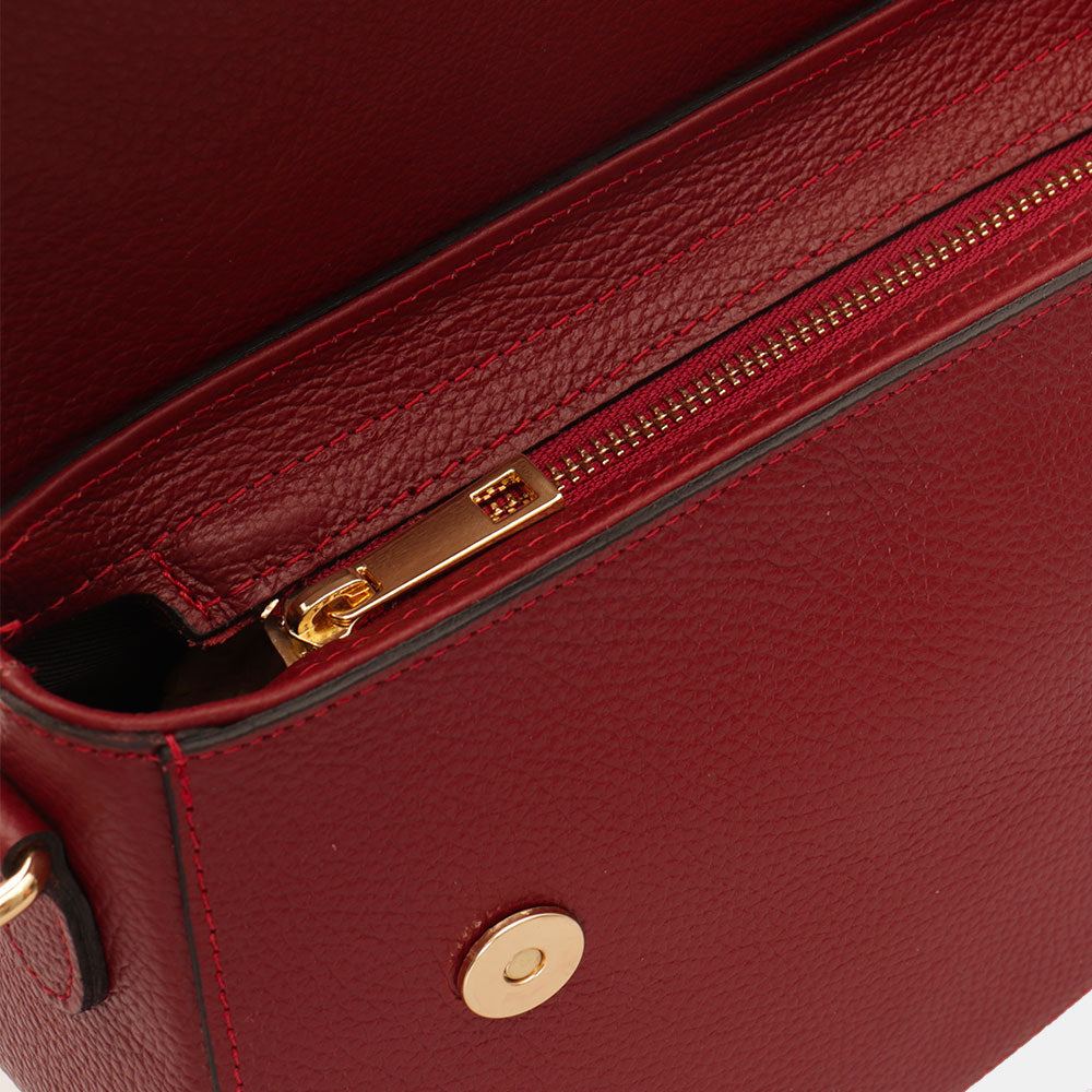 Borsa a Spalla VIAVERDI in Pelle Bordeaux Made in Italy linea San Gimignano
