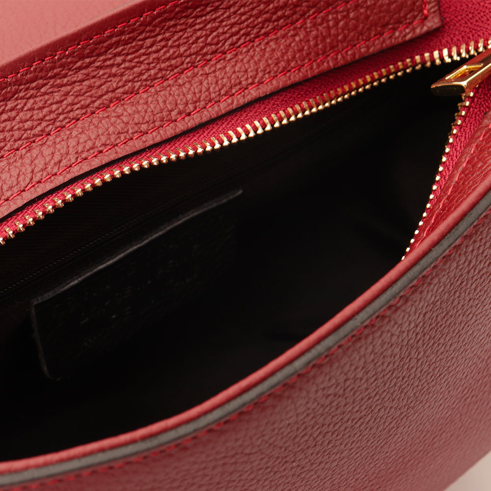 Borsa a Spalla VIAVERDI in Pelle Bordeaux Made in Italy linea San Gimignano