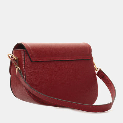 Borsa a Spalla con Tracolla VIAVERDI in Pelle Rosso Scuro Made in Italy linea San Gimignano