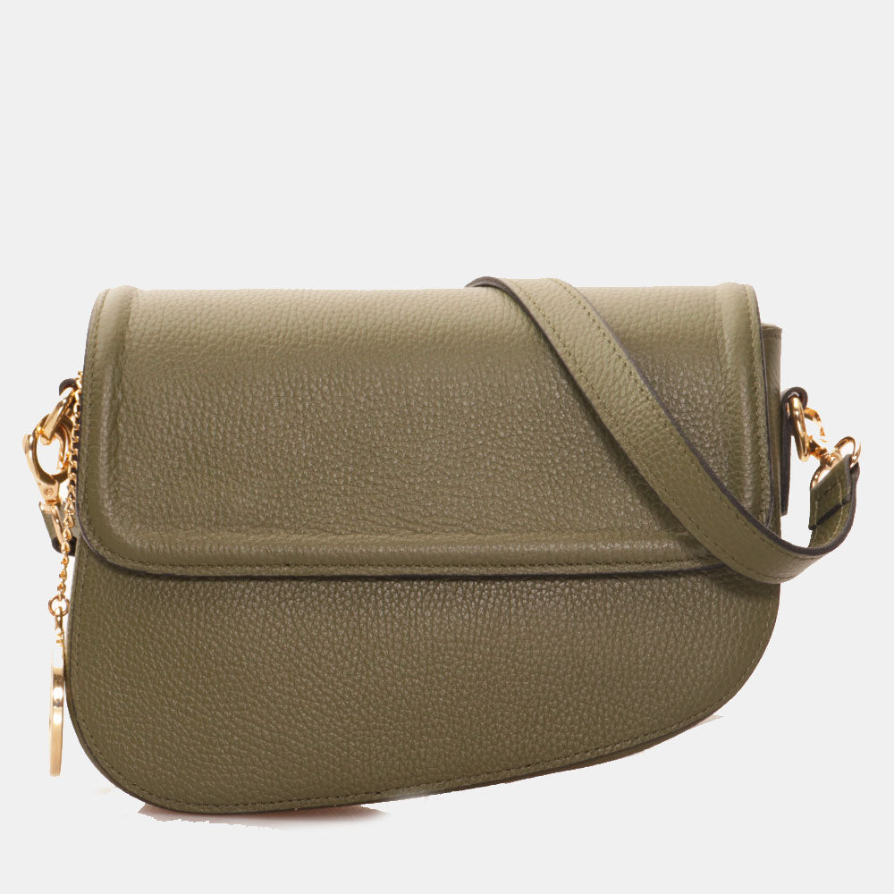 Borsa a Spalla VIAVERDI in Pelle Verde Made in Italy linea San Gimignano