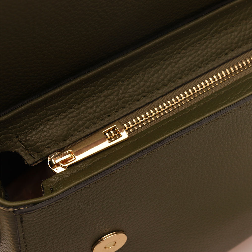 Borsa a Spalla VIAVERDI in Pelle Verde Made in Italy linea San Gimignano