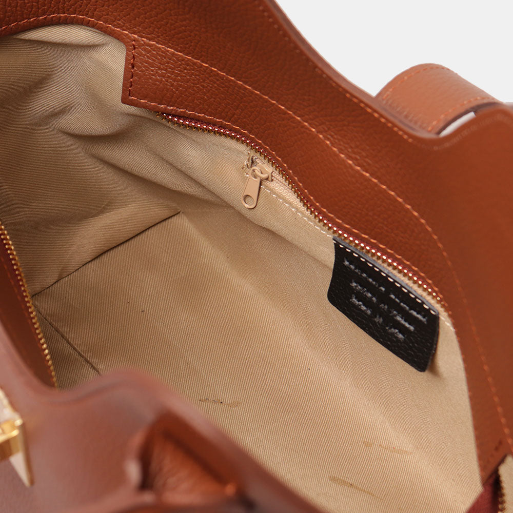 Borsa Donna a Mano con Tracolla VIAVERDI in Pelle Marrone Made in Italy linea Artimino