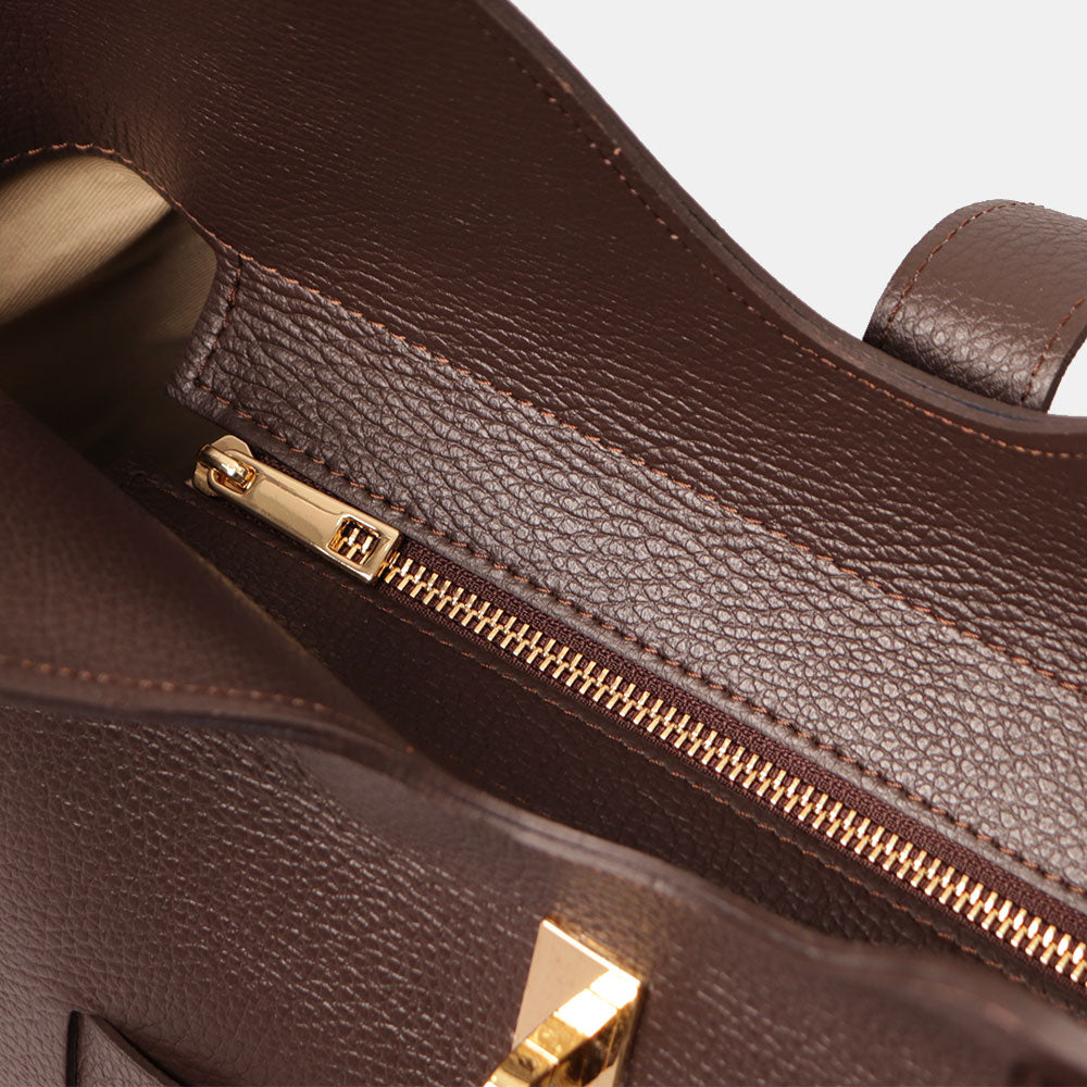 Borsa Donna a Mano con Tracolla VIAVERDI in Pelle Testa Moro Made in Italy linea Artimino