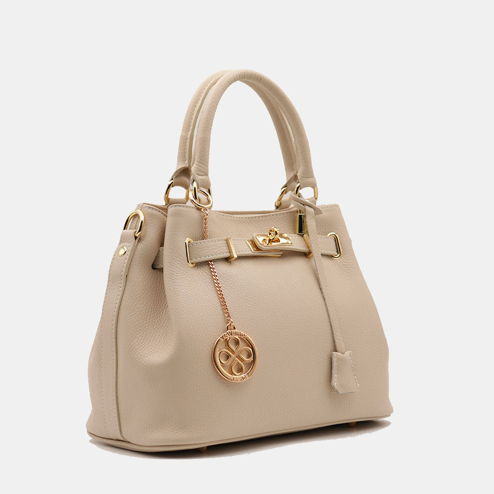 VIAVERDI Women's Handbag in Beige Leather Made in Italy, Artimino Line