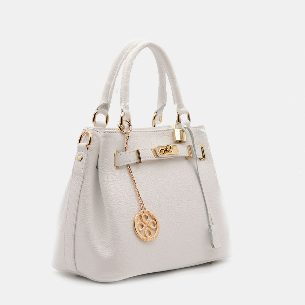 VIAVERDI Women's Handbag in White Leather Made in Italy, Artimino Line
