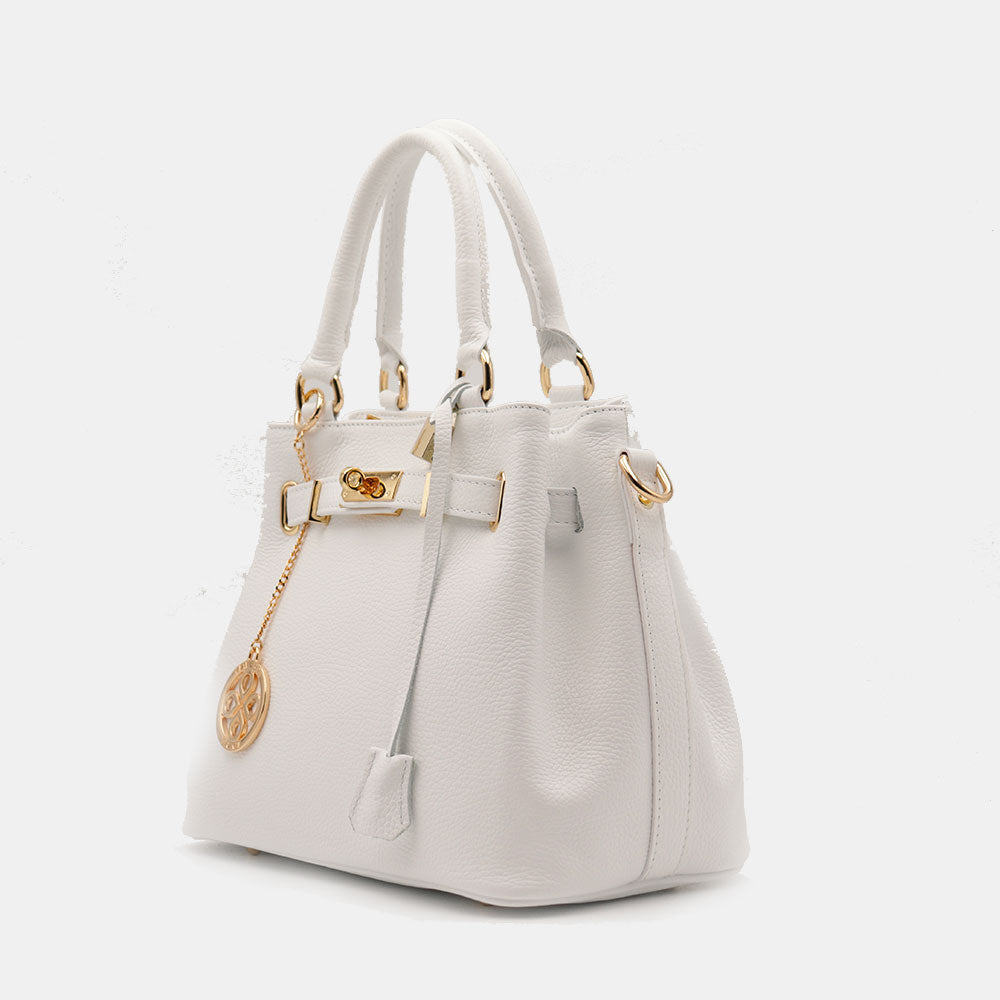 VIAVERDI Women's Handbag in White Leather Made in Italy, Artimino Line