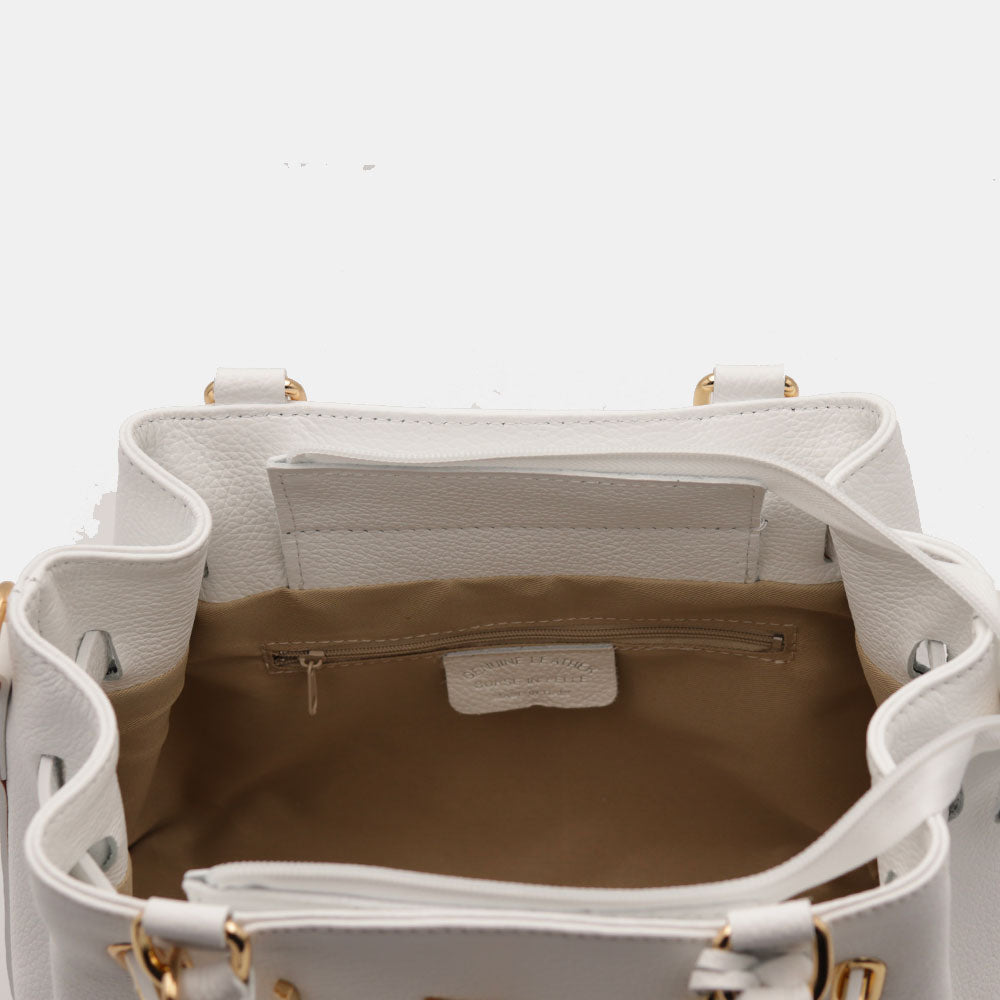 VIAVERDI Women's Handbag in White Leather Made in Italy, Artimino Line