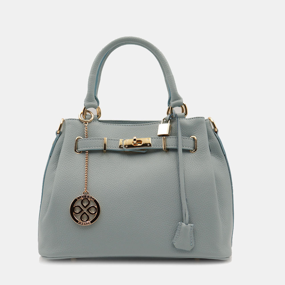 Borsa Donna a Mano VIAVERDI in Pelle Celeste Avio Made in Italy linea Artimino