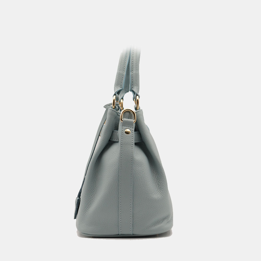 VIAVERDI Women's Handbag in Light Blue Avio Leather Made in Italy Artimino line