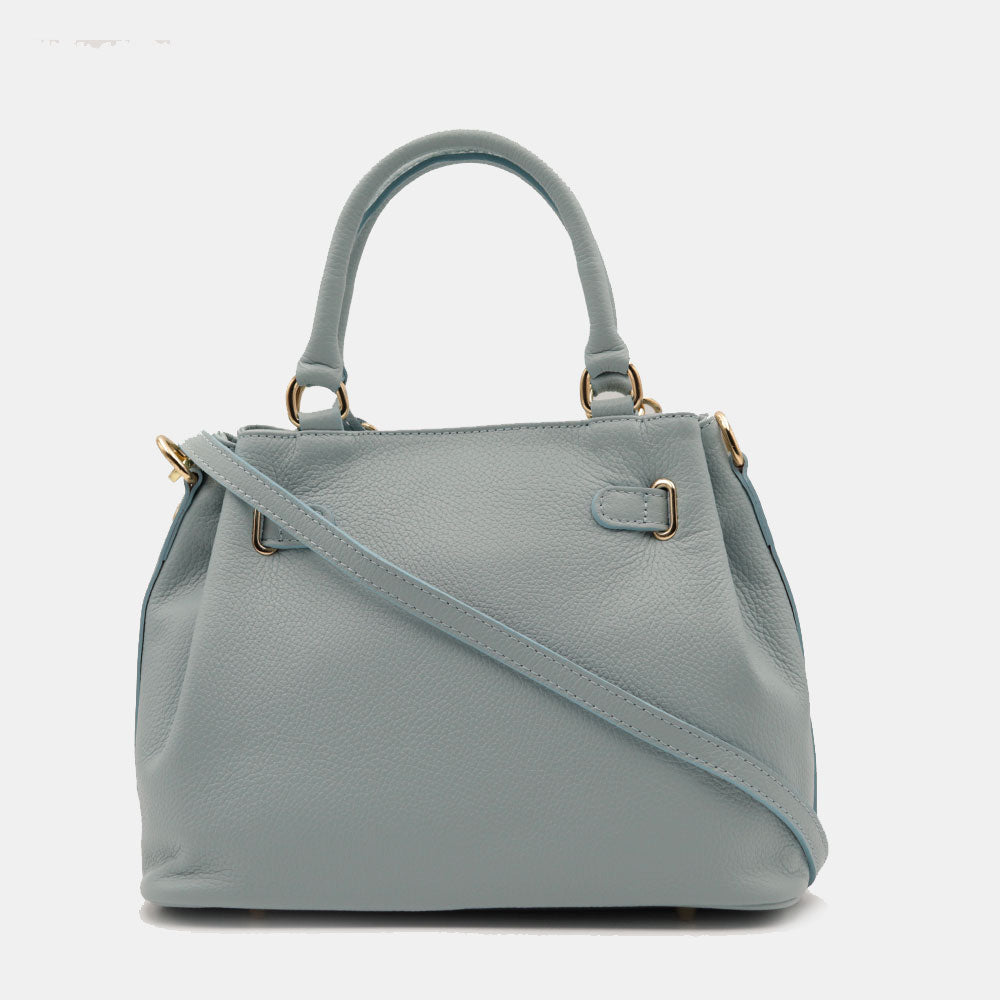 VIAVERDI Women's Handbag in Light Blue Avio Leather Made in Italy Artimino line