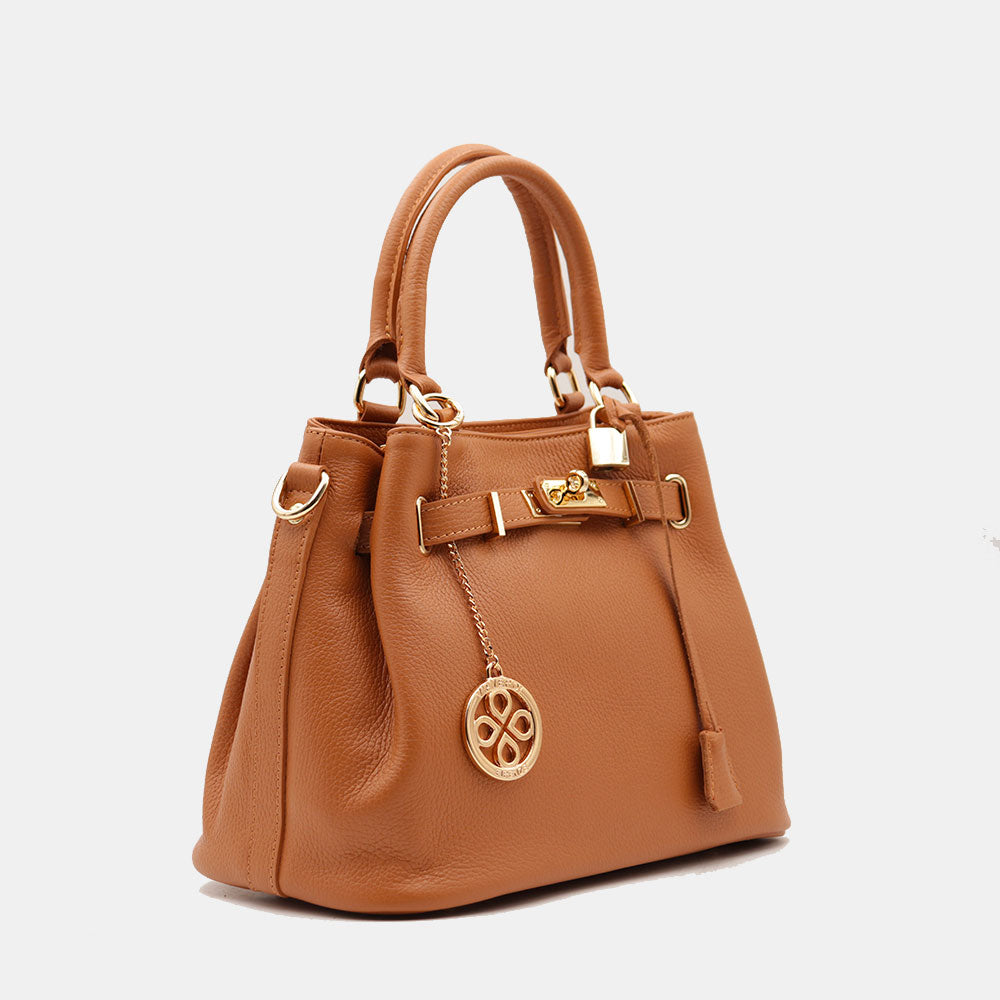 VIAVERDI Women's Handbag in Tan Leather Made in Italy, Artimino Line