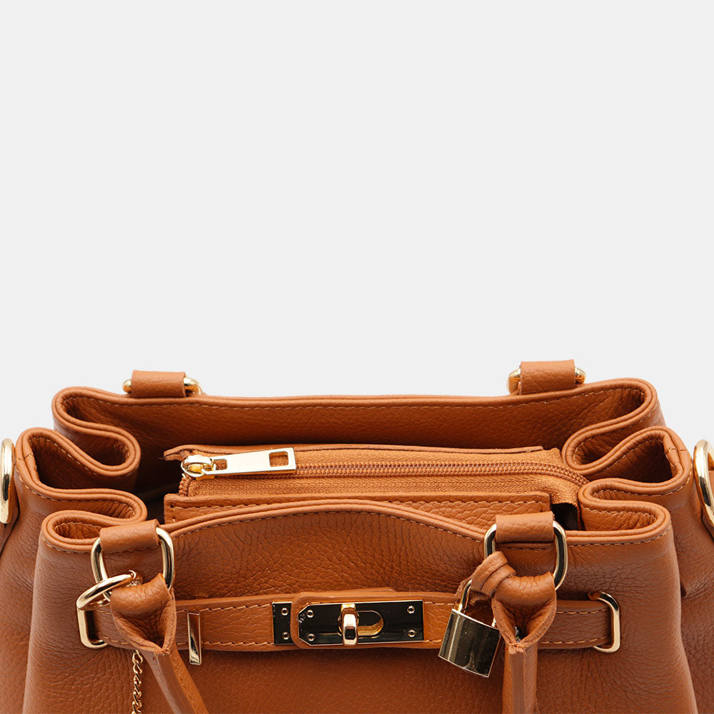 VIAVERDI Women's Handbag in Tan Leather Made in Italy, Artimino Line