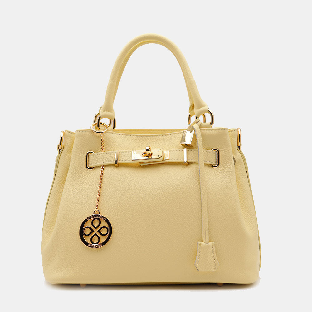 Borsa Donna a Mano VIAVERDI in Pelle Gialla Made in Italy linea Artimino