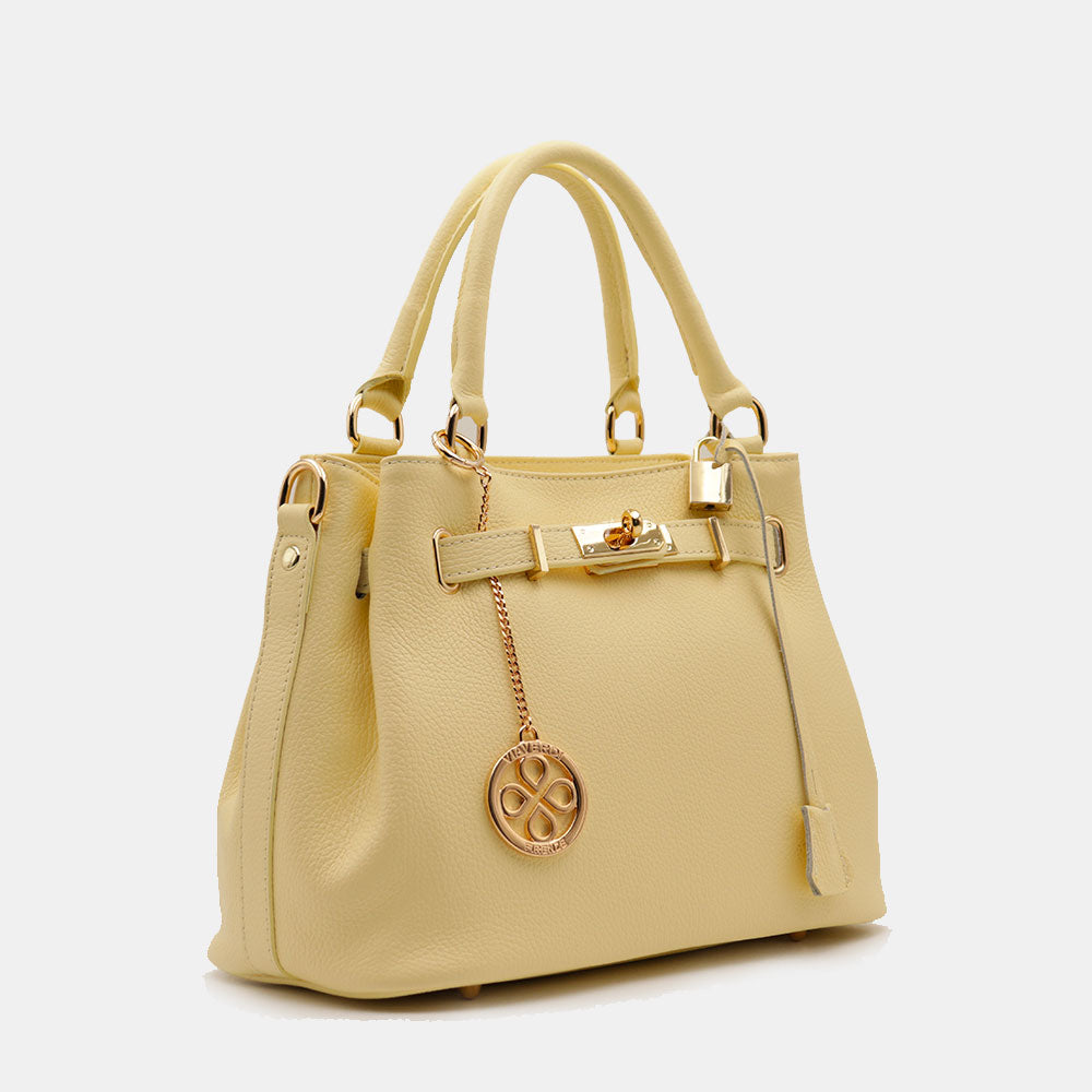 Borsa Donna a Mano VIAVERDI in Pelle Gialla Made in Italy linea Artimino