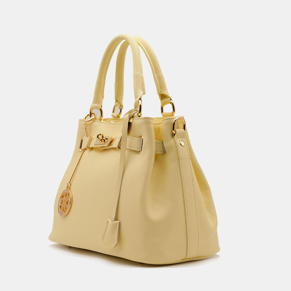 Borsa Donna a Mano VIAVERDI in Pelle Gialla Made in Italy linea Artimino