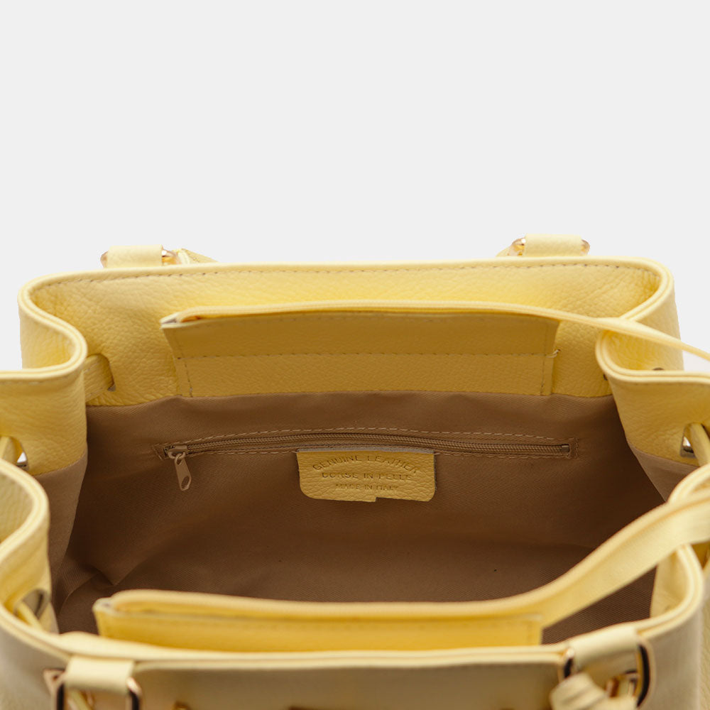 Borsa Donna a Mano VIAVERDI in Pelle Gialla Made in Italy linea Artimino