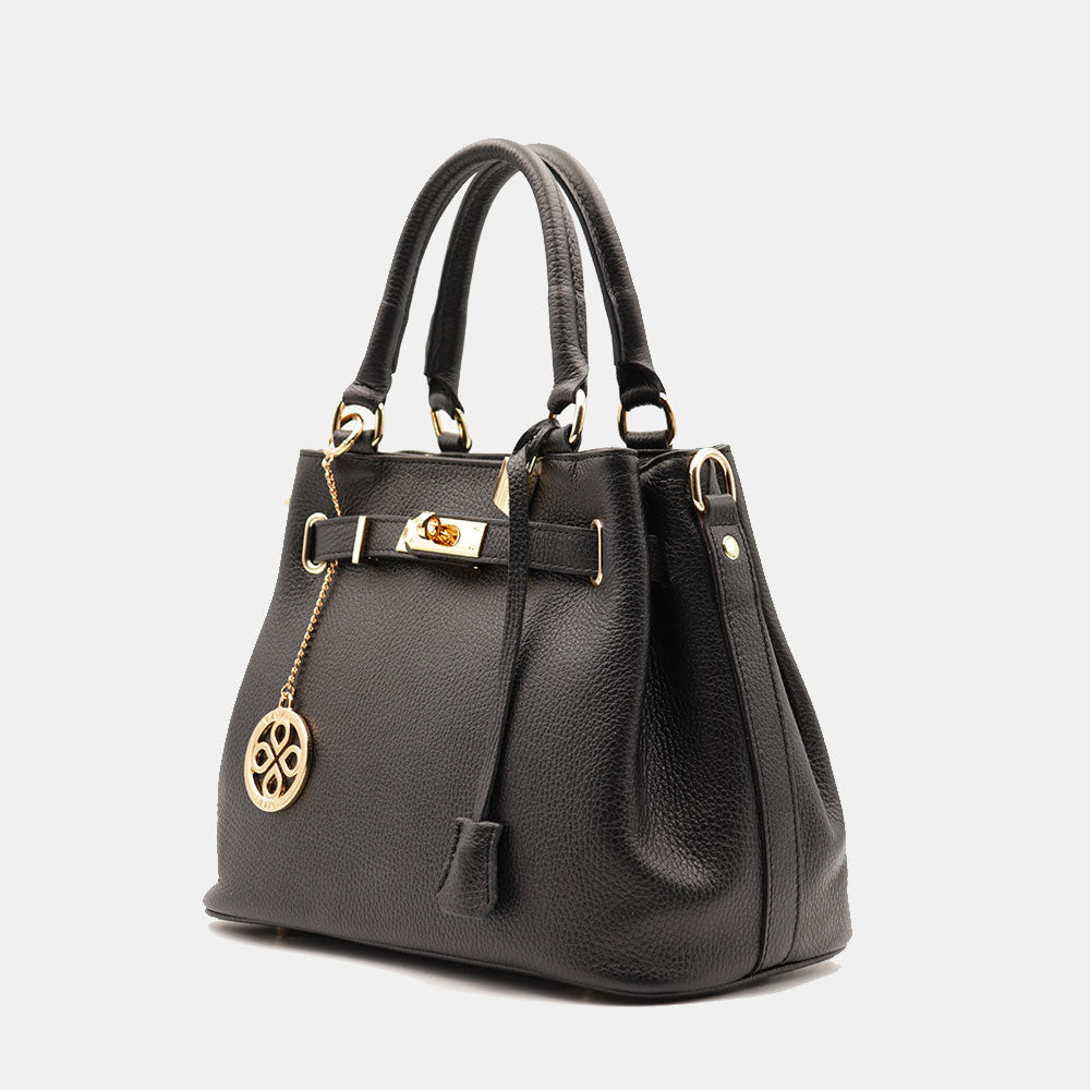 Borsa Donna a Mano VIAVERDI in Pelle Nera Made in Italy linea Artimino