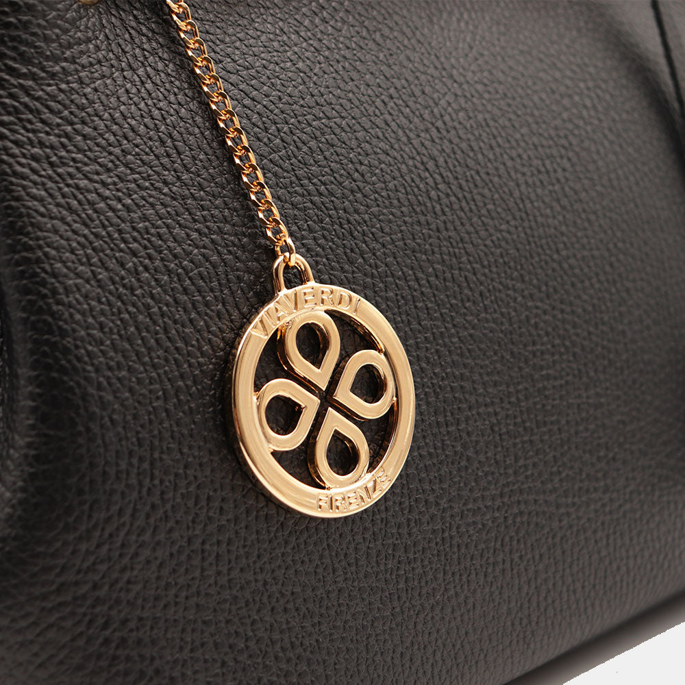 Borsa Donna a Mano VIAVERDI in Pelle Nera Made in Italy linea Artimino