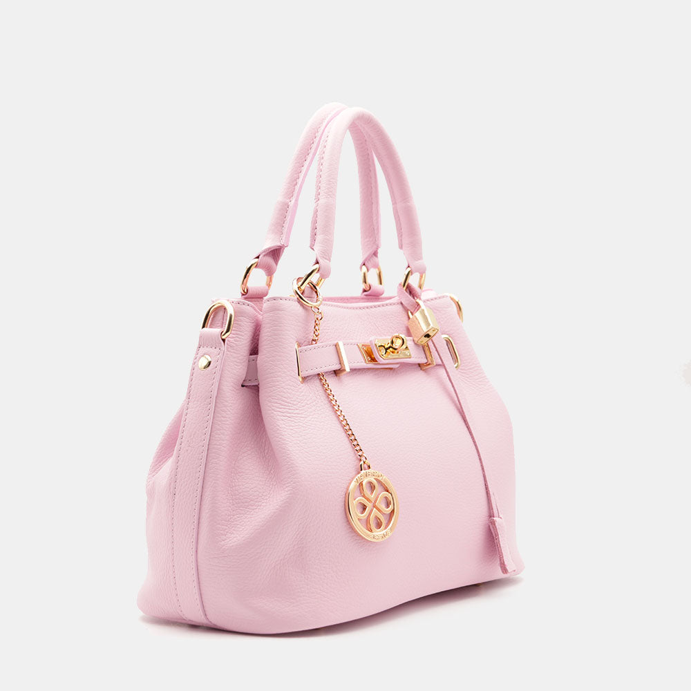 VIAVERDI Women's Handbag in Pink Leather Made in Italy, Artimino Line