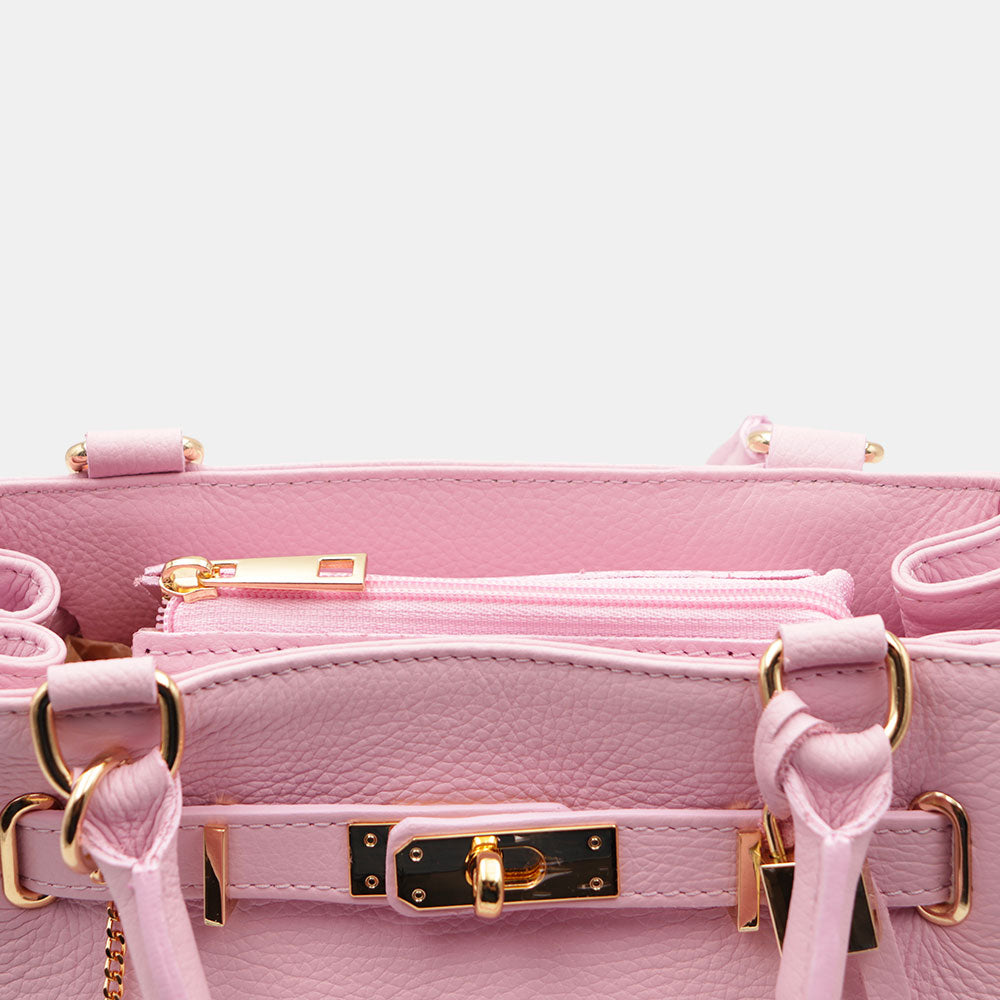 VIAVERDI Women's Handbag in Pink Leather Made in Italy, Artimino Line