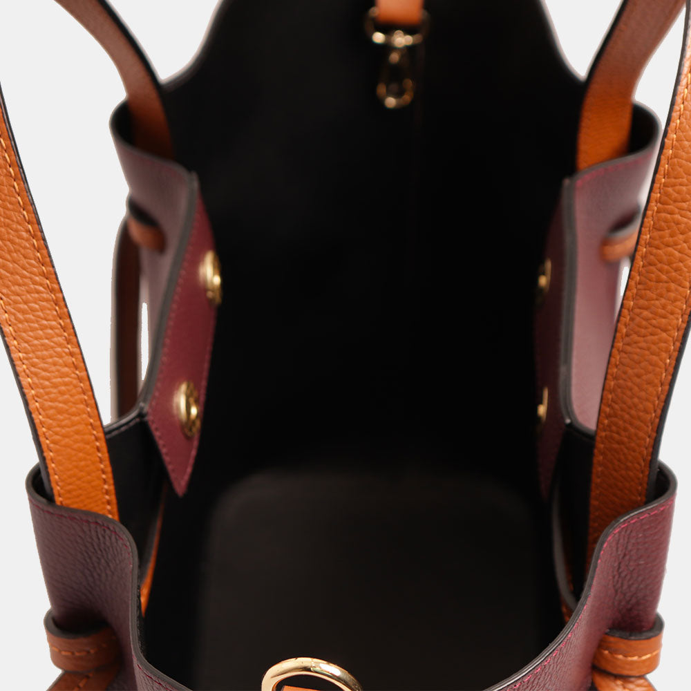 Borsa a Mano con Tracolla VIAVERDI in Pelle Bordeaux e Marrone Made in Italy linea Castiglione