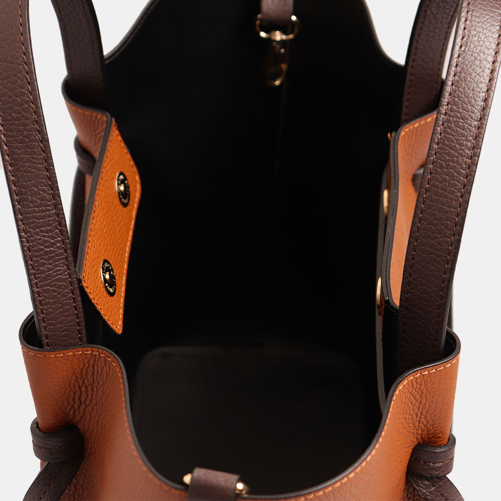 Borsa a Mano con Tracolla VIAVERDI in Pelle Cuoio e Marrone Made in Italy linea Castiglione