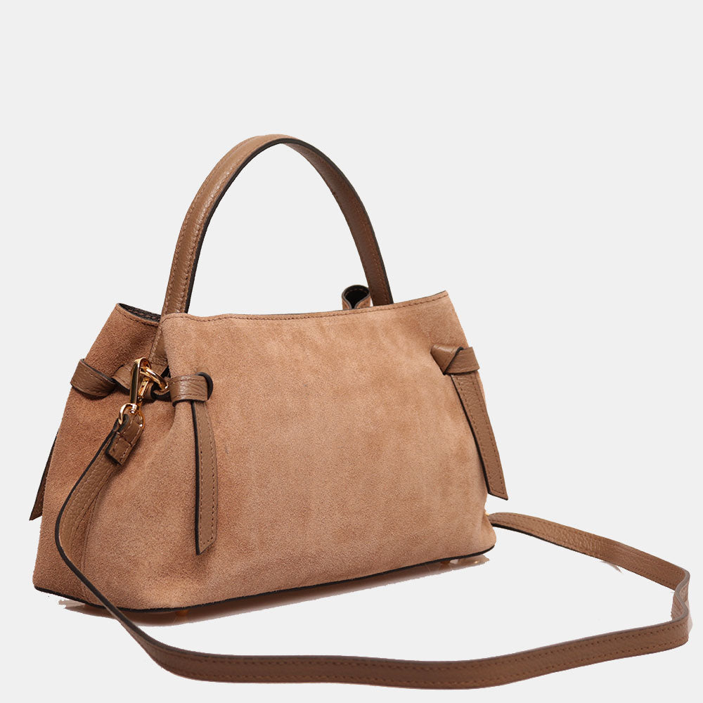 Borsa a Mano VIAVERDI in Camoscio colore Taupe Made in Italy linea Castiglione