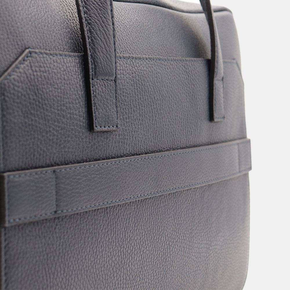 VIAVERDI Blue Leather Business Bag Made in Italy - 15.6" Laptop Holder