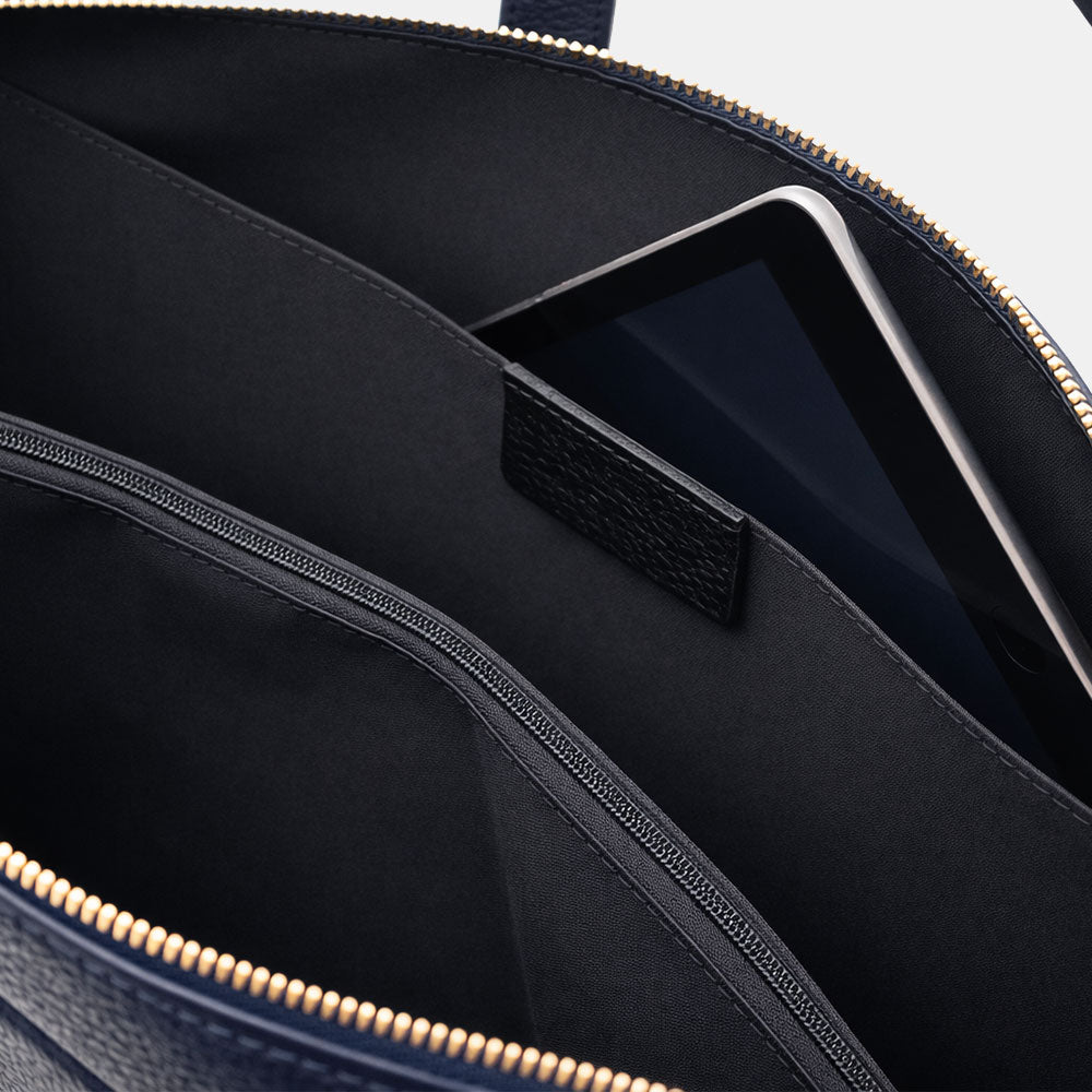 VIAVERDI Blue Leather Business Bag Made in Italy - 15.6" Laptop Holder