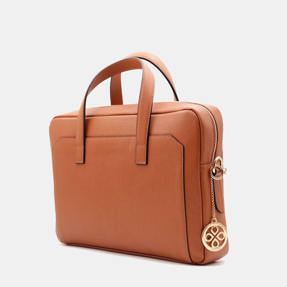 Borsa Business in Pelle Color Cuoio VIAVERDI Made in Italy - Porta Pc 15.6