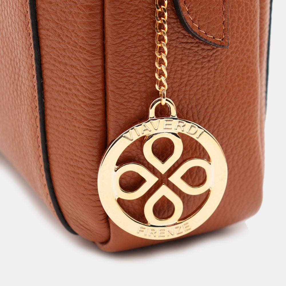 Borsa Business in Pelle Color Cuoio VIAVERDI Made in Italy - Porta Pc 15.6