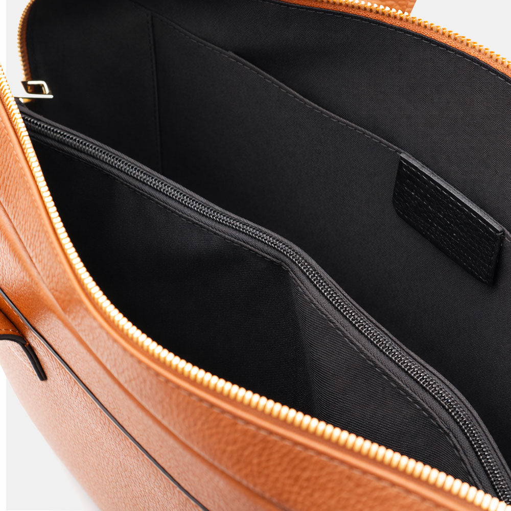 Borsa Business in Pelle Color Cuoio VIAVERDI Made in Italy - Porta Pc 15.6