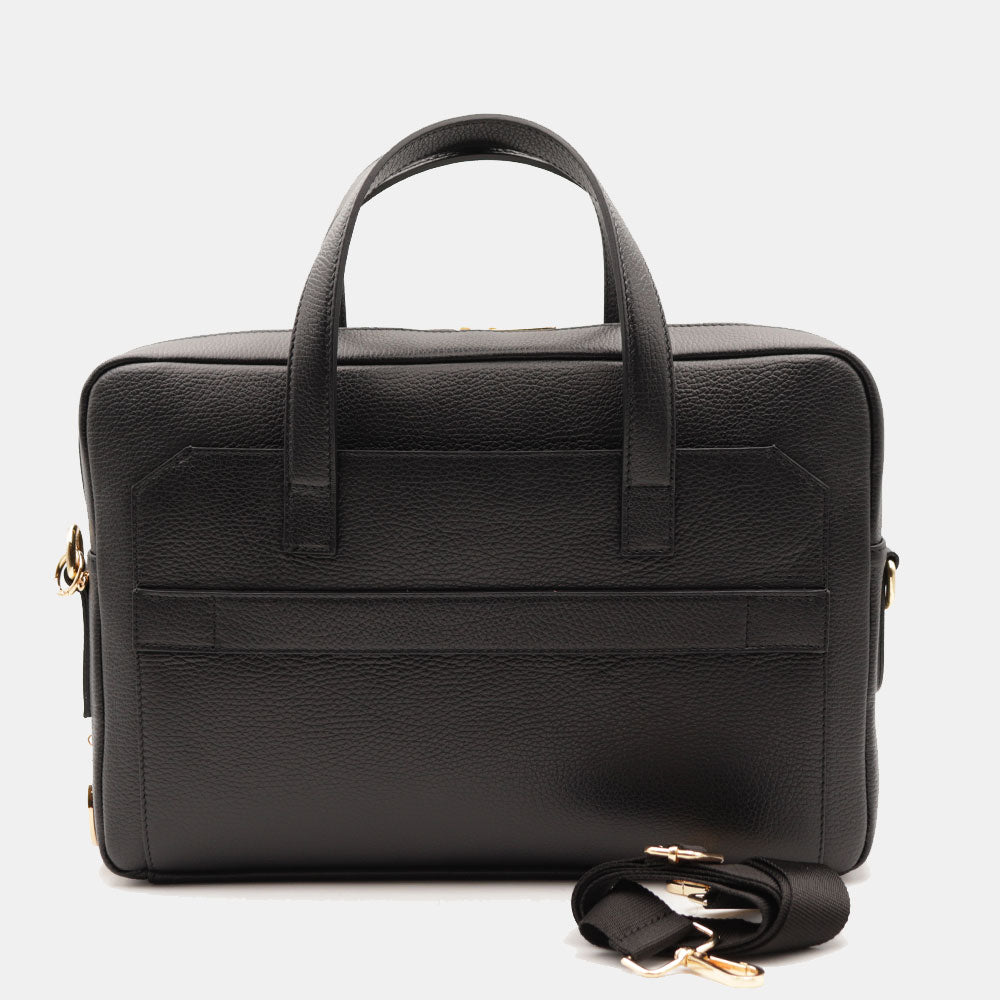 Borsa Business in Pelle Nera VIAVERDI Made in Italy - Porta Pc 15.6