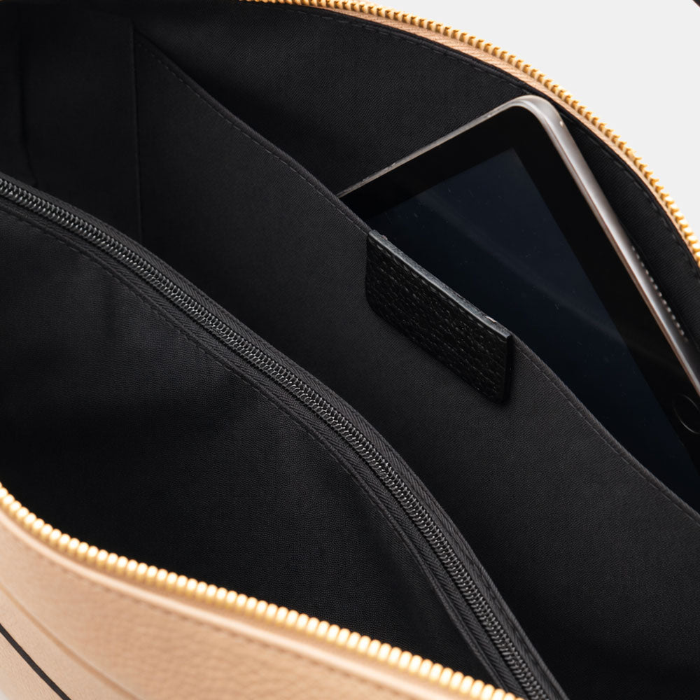 Borsa Business in Pelle Taupe VIAVERDI Made in Italy - Porta Pc 15.6