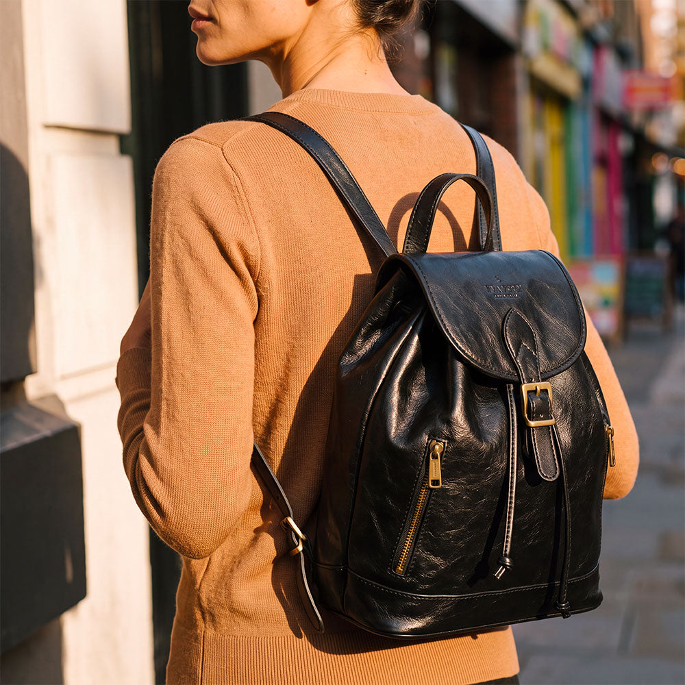 Zaino Donna in Pelle Nero VIAVERDI Made in Italy linea Firenze
